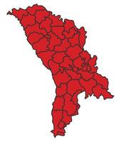 Moldova Red map with border of regions outline vector