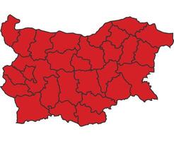 Bulgaria Red map with border of regions outline vector