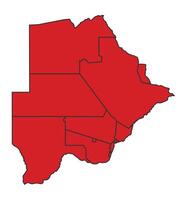 Botswana Red map with border of regions outline vector
