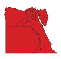 Egypt Red map with border of regions outline vector