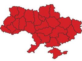 Ukraine Red map with border of regions outline vector