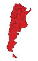 Argentina Red map with border of regions outline vector