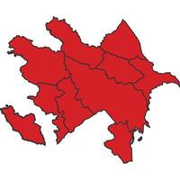Azerbaijan Red map with border of regions outline vector