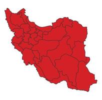 Iran Red map with border of regions outline vector