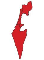 Israel Red map with border of regions outline vector