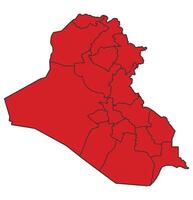 Iraq Red map with border of regions outline vector