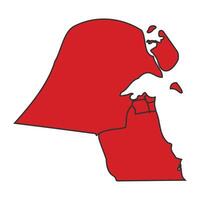 Kuwait Red map with border of regions outline vector