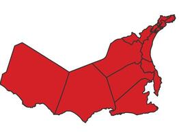 Oman Red map with border of regions outline vector