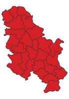 Serbia Red map with border of regions outline vector