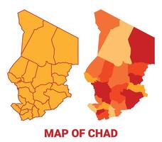 Chad Map Yellow regions orange political map vector