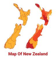 New zealand Map Yellow regions orange political map vector