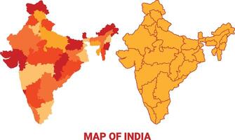 India Map Yellow regions orange political map vector