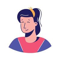 Friendly female avatar with ponytail and simple headband style,., vector