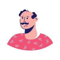Distinguished man with a mustache wearing a patterned red shirt,.. vector