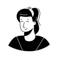 Friendly female avatar with ponytail and simple headband style,.,' vector