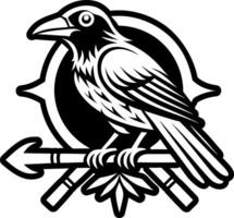 Crow perched icon in glyph style vector