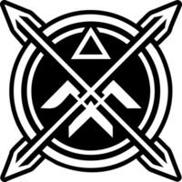 A solid style icon of fork arrows symbol vector