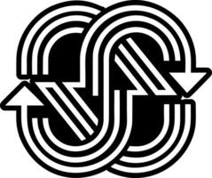 Curved arrows symbol icon in solid style vector