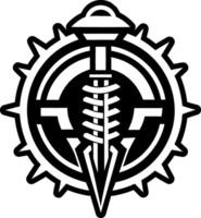 A solid style icon of railroad spike symbol vector