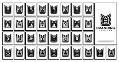 Abstract line letter M with initial A-Z logo set vector