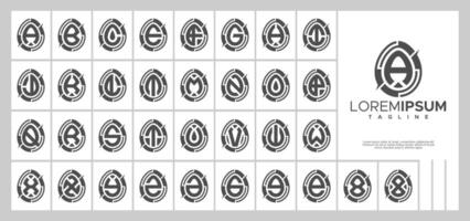 Digital egg shape initial letter A-Z logo bundle vector