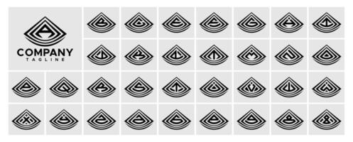 Line triangle cone initial letter A to Z logo set vector