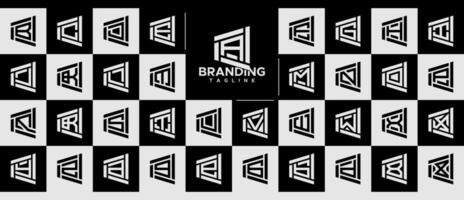 Simple line abstract shape initial letter A-Z logo set vector