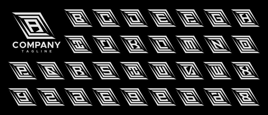 Abstract parallelogram initial A-Z letter logo set