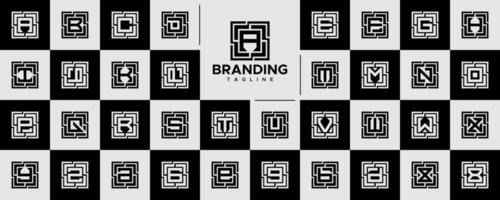 Digital circuit square letter A-Z logo set vector