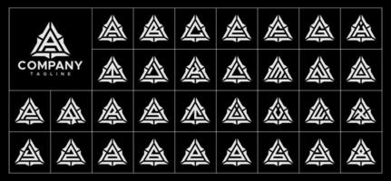 Simple abstract triangle A-Z letter logo set vector