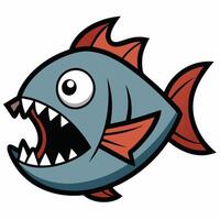 Piranha Fish Digital Drawing vector