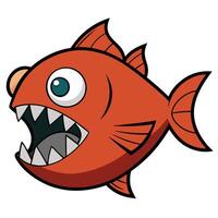 Piranha Fish Digital Drawing design vector