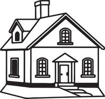 Vintage House Line Art Silhouette for Coloring Pages vector