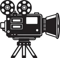 Minimalist Movie Camera Design for Coloring on White Background vector