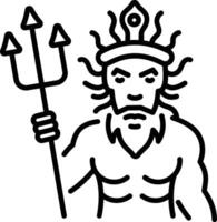 Neptune god icon in linear style vector