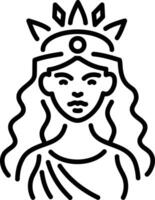A linear icon of persephone goddess vector