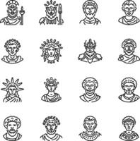 Set of Ancient Rome Character Linear Icons vector