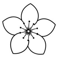 Cherry blossom drawn with intricate line details and texture vector