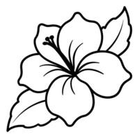 Hibiscus flower with loose flowing artistic line style vector