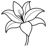 Lily flower with gently arched petal line design vector