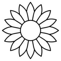 Sunflower with radial petal lines in minimalist style vector