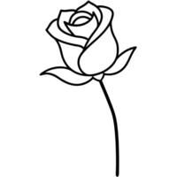 Single rose viewed from the side with curved stem vector