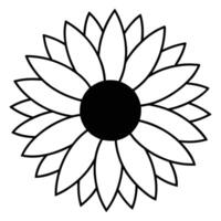 Sunflower with wide textured center in clean line style vector