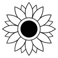 Sunflower with large circular center and thin petal lines vector