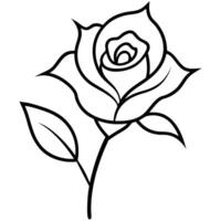 Rose with partially open petals and subtle thorns visible vector
