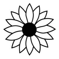 Sunflower depicted with bold thick lines in abstract design vector