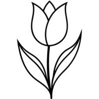 Tulip with bold smooth petals and clean minimal outlines vector