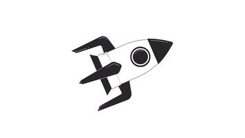 Rocket ship in motion outline hand drawn 2D object animation. Space exploration, startup growth doodle drawing 4K . Business innovation. Rocketship launch animated element handdrawn isolated video