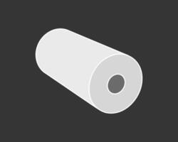 Clean, minimalist illustration of a roll of paper against a dark background. Ideal for presentations, website design, or packaging graphics related to paper products, manufacturing, or sustainability. vector