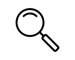 Bold black outline magnifying glass icon. Perfect for websites, apps, or presentations needing a clean, modern search or discovery element. Versatile and easily adaptable to various design styles. vector